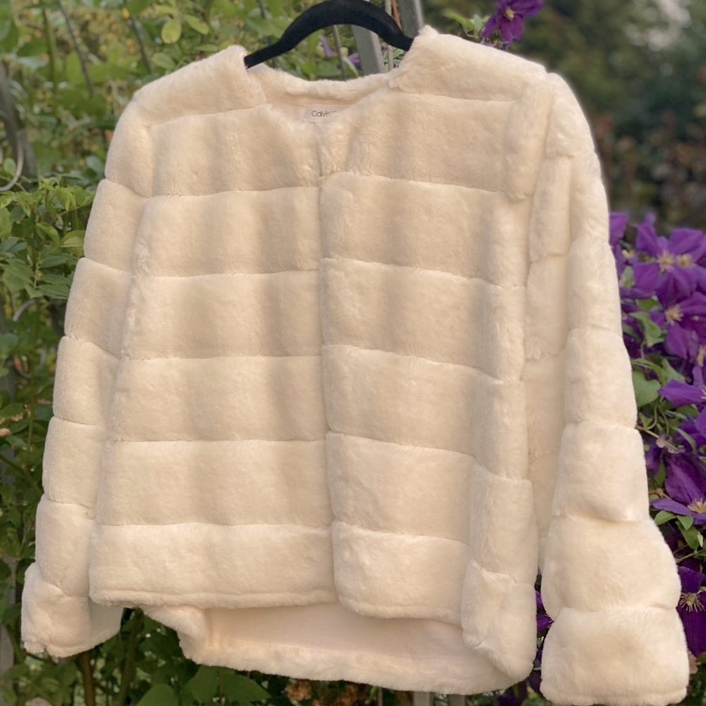 Calvin Klein Ivory Fur Coat, size M-L